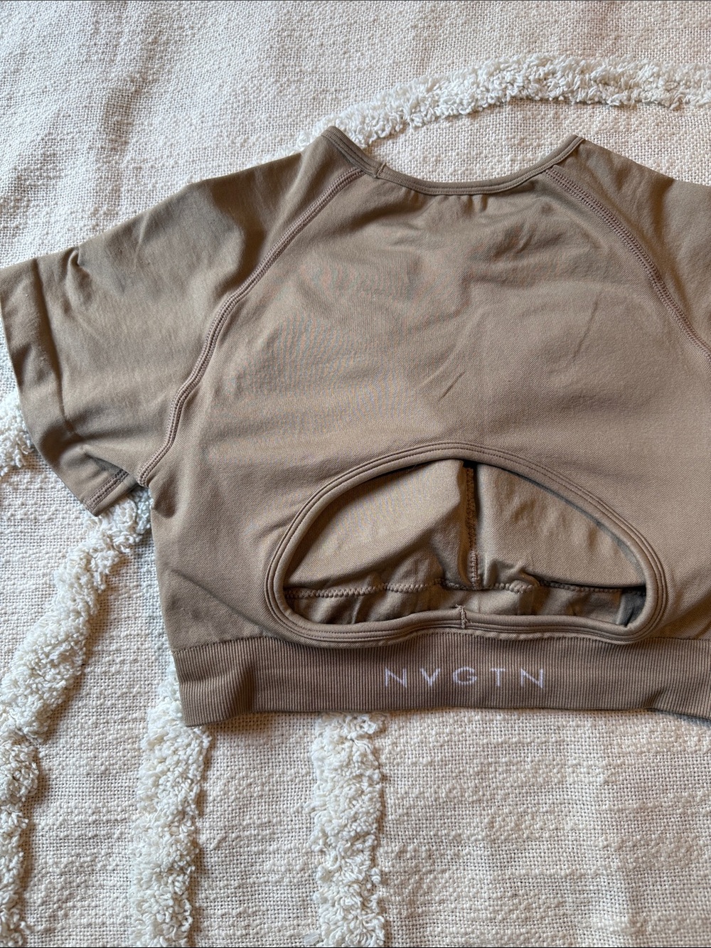 NVGTN Smoothing Crop Top Built in Sport Bra in Taupe Brown